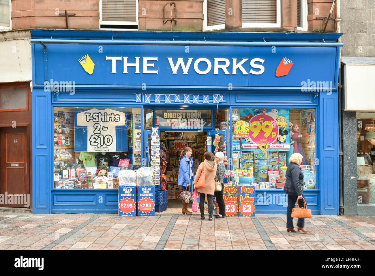 Customers outside The Works discount store, in Stirling City Centre