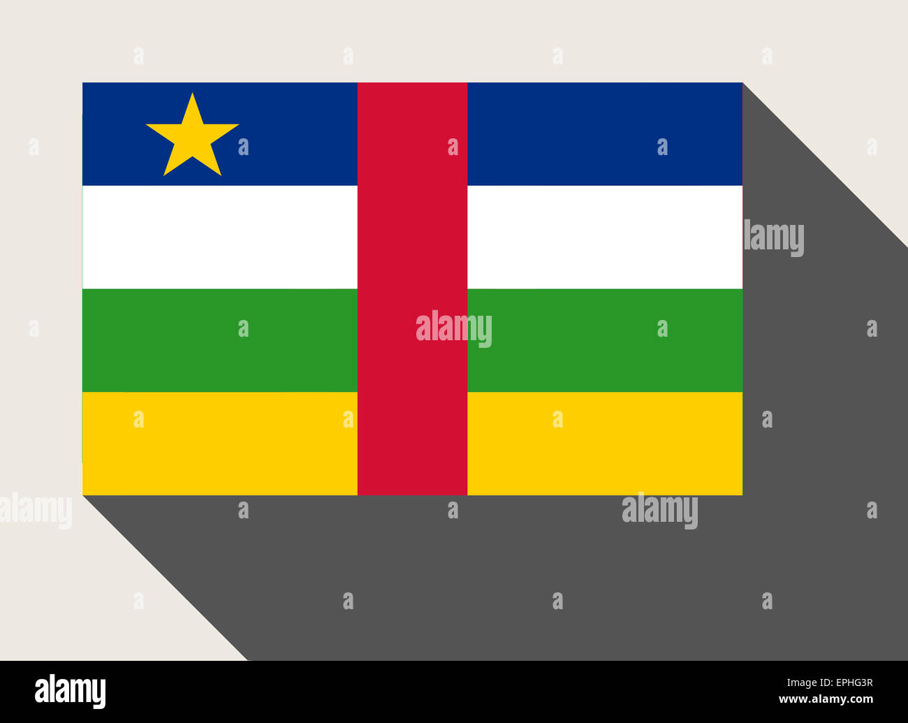 Central African Republic flag in flat web design style. Stock Photo