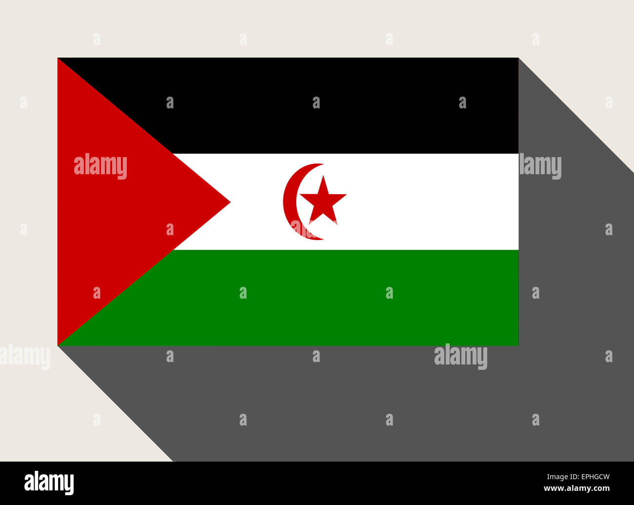 Western Sahara flag in flat web design style. Stock Photo