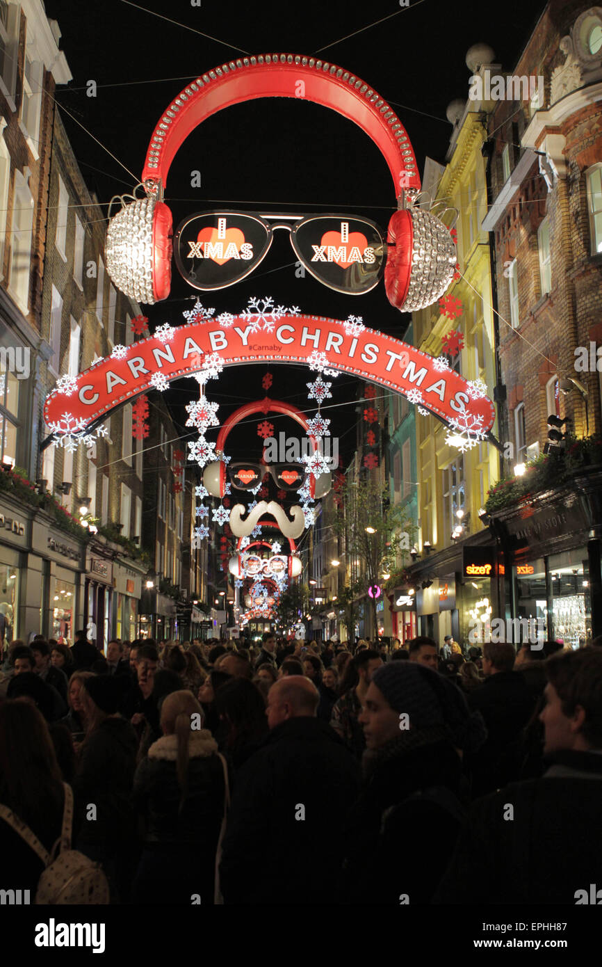 Christmas lights in Central London. Featuring View, Carnaby Street
