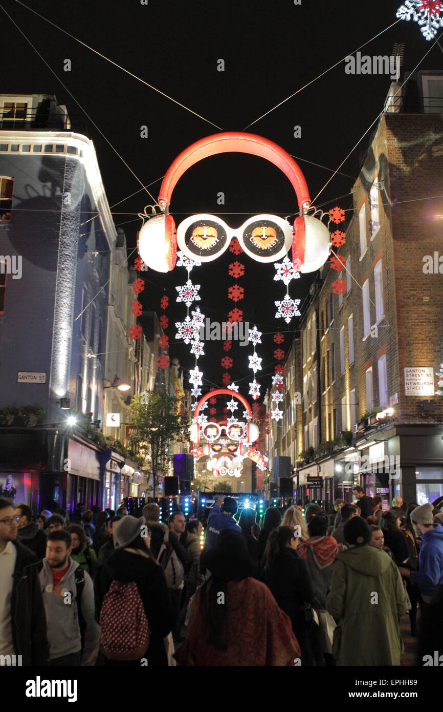 Christmas lights in Central London. Featuring Carnaby Street Christmas