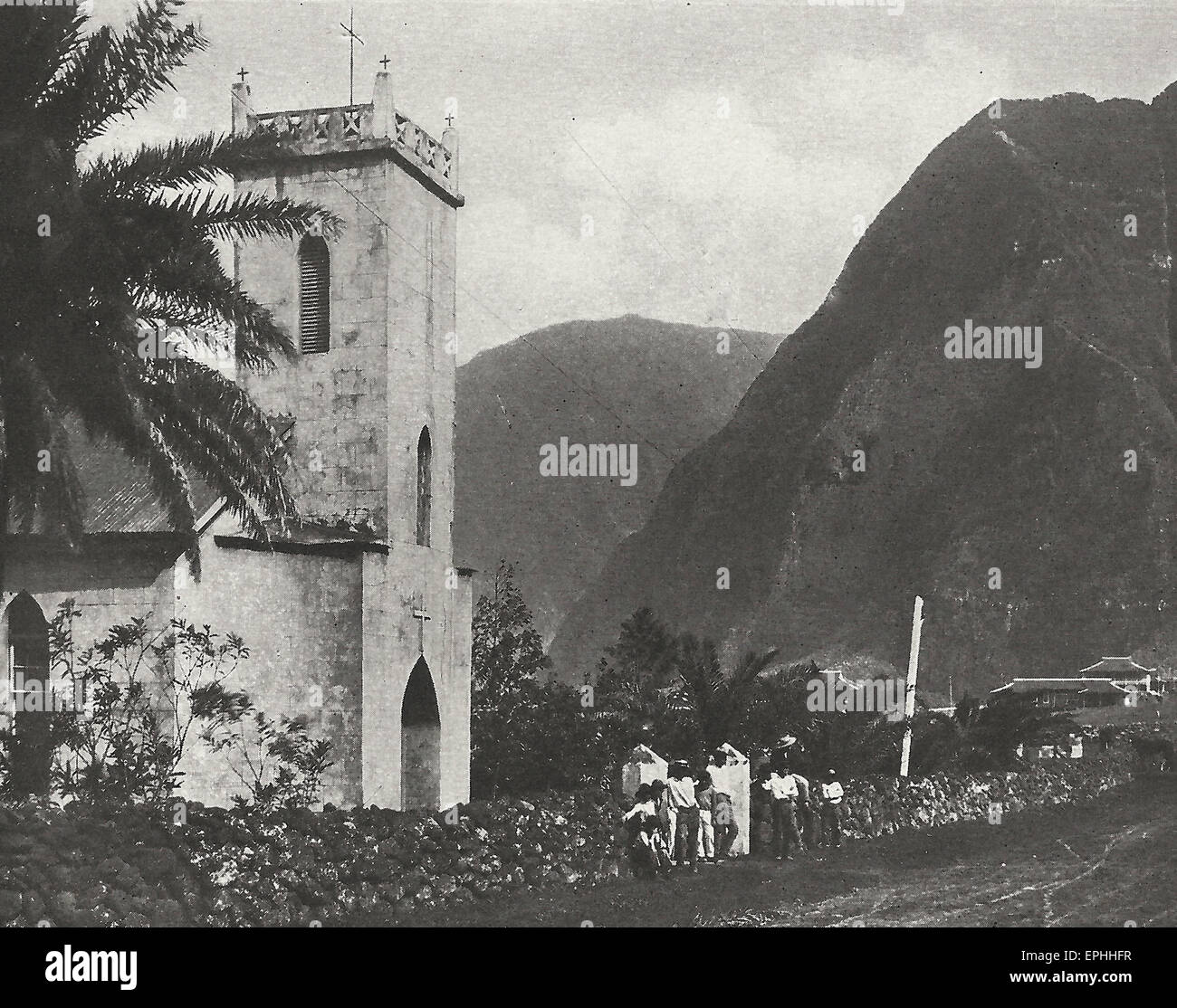 Father Damien's Church, Kalawao, Leper Colony on Molokai Island, Hawaii, circa 1915 Stock Photo