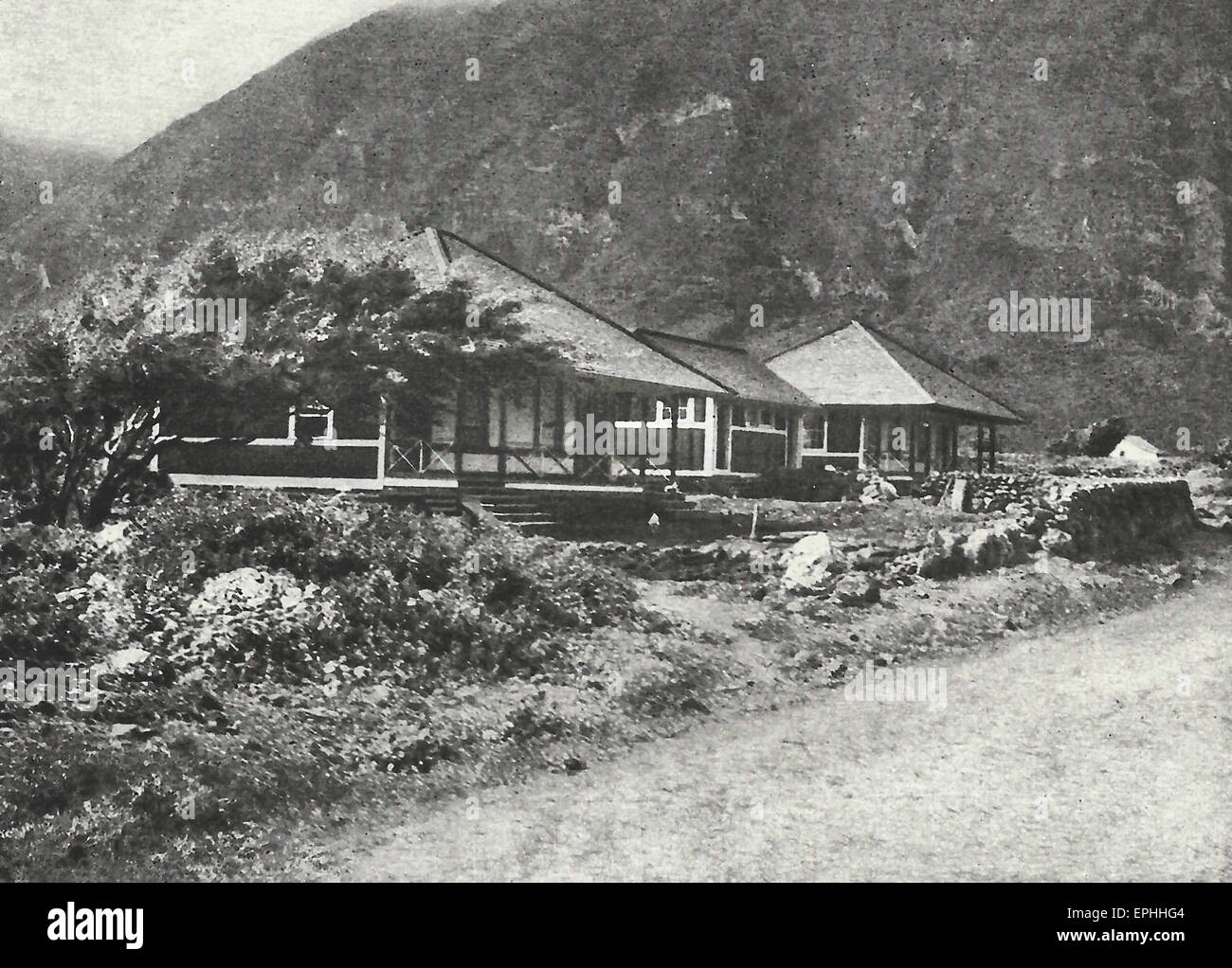 Homes of the better class of Lepers on the Island of Molokai, circa 1915 Stock Photo