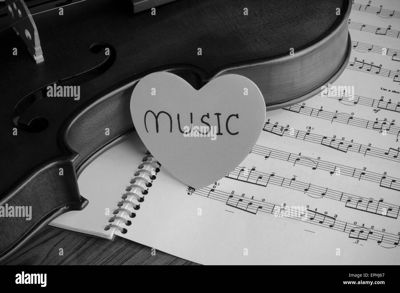 classic black and white violin Stock Photo