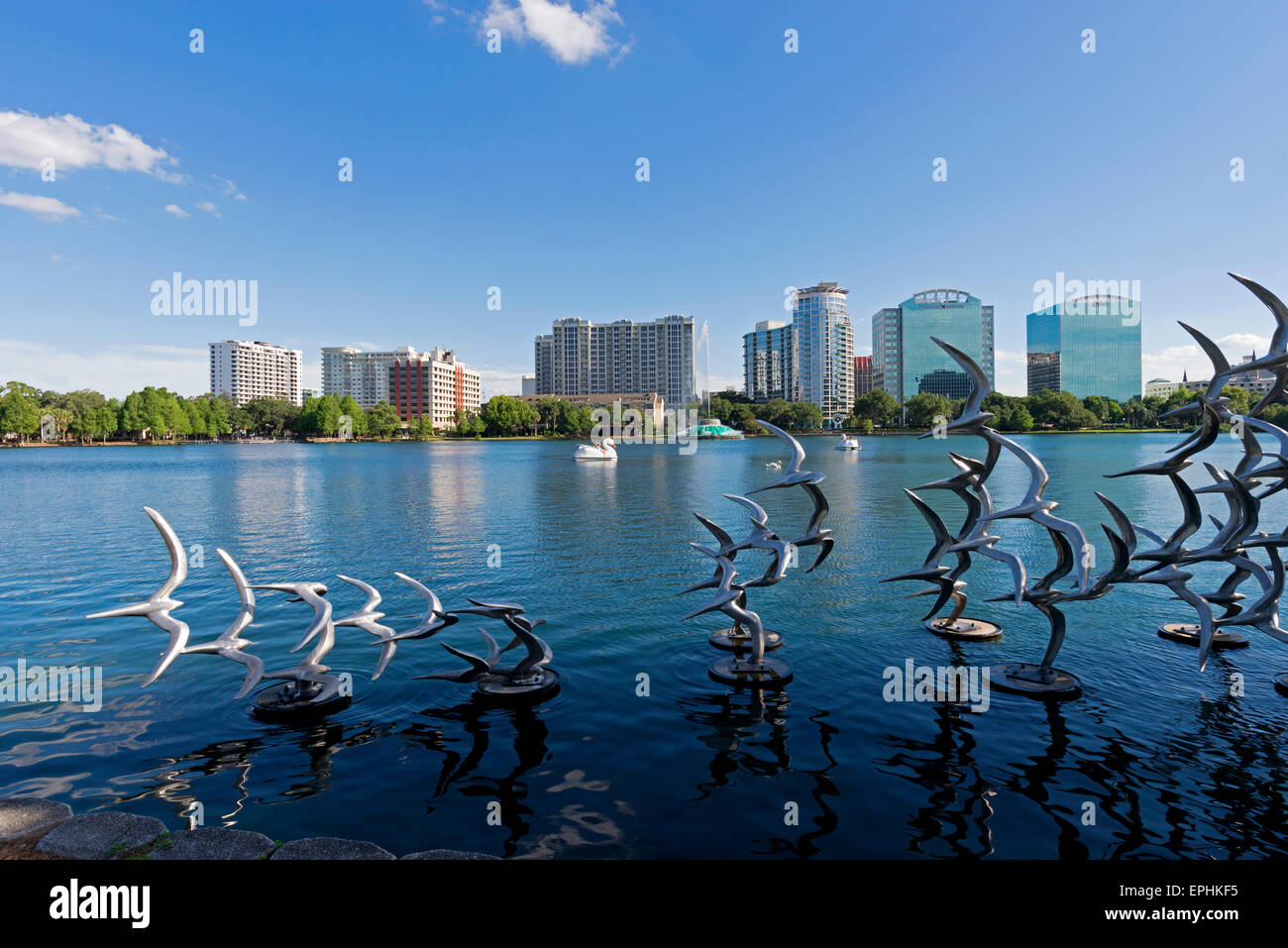 Eola Lake in Downtown Orlando, Florida. Stock Photo