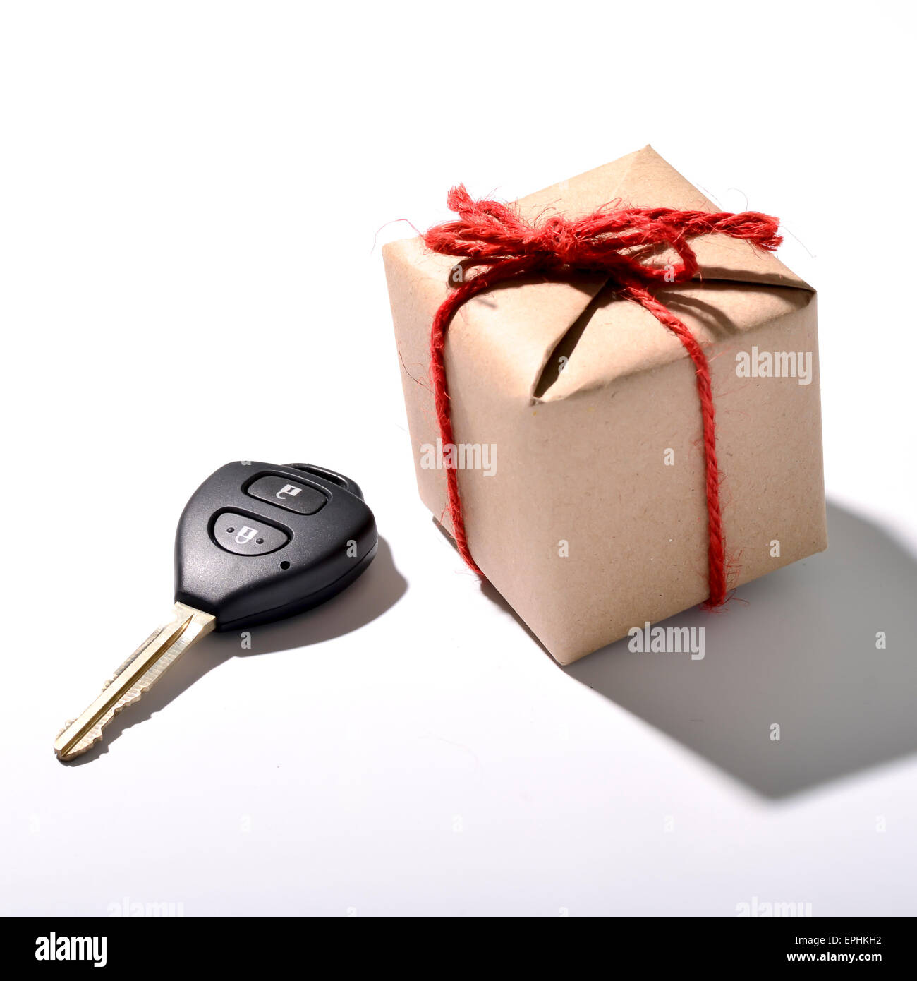 car key and gift box isolated on white background Stock Photo Alamy