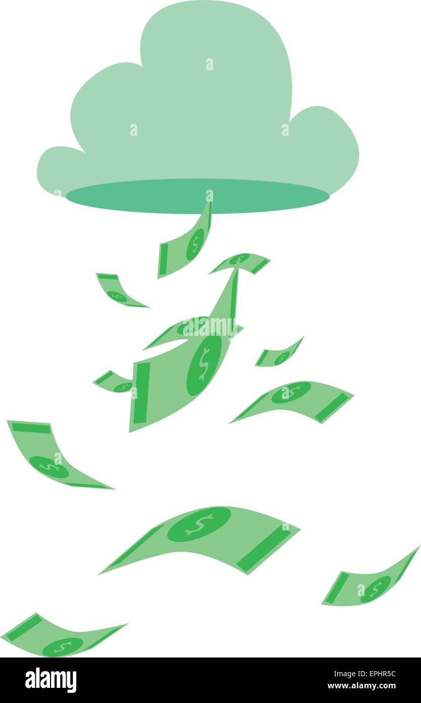 Vector illustration. Money concept. Bills falling of the sky Stock ...