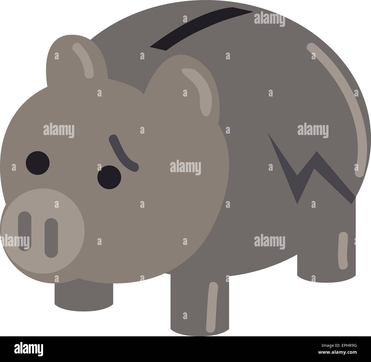 Vector illustration. Money concept. Piggy bank with worried expression. Stock Vector