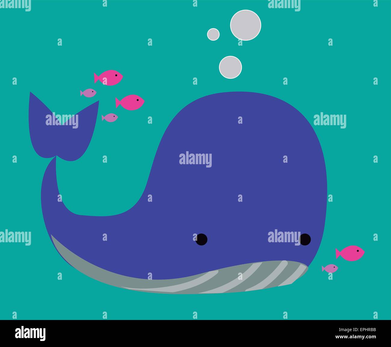 Vector illustration of whale in the sea with fish Stock Vector Image ...