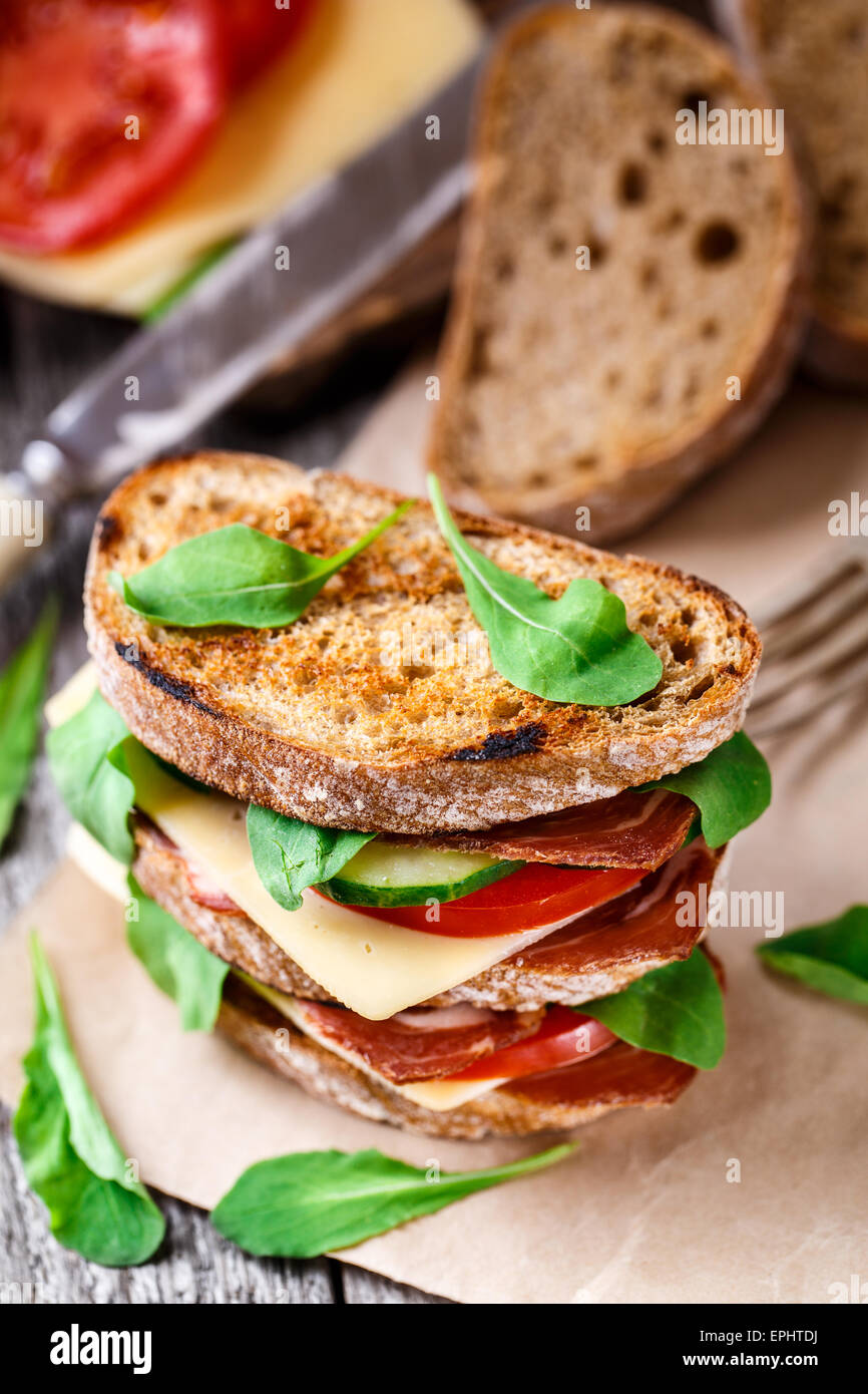 Ciabatta bread ham sandwich hires stock photography and images Alamy