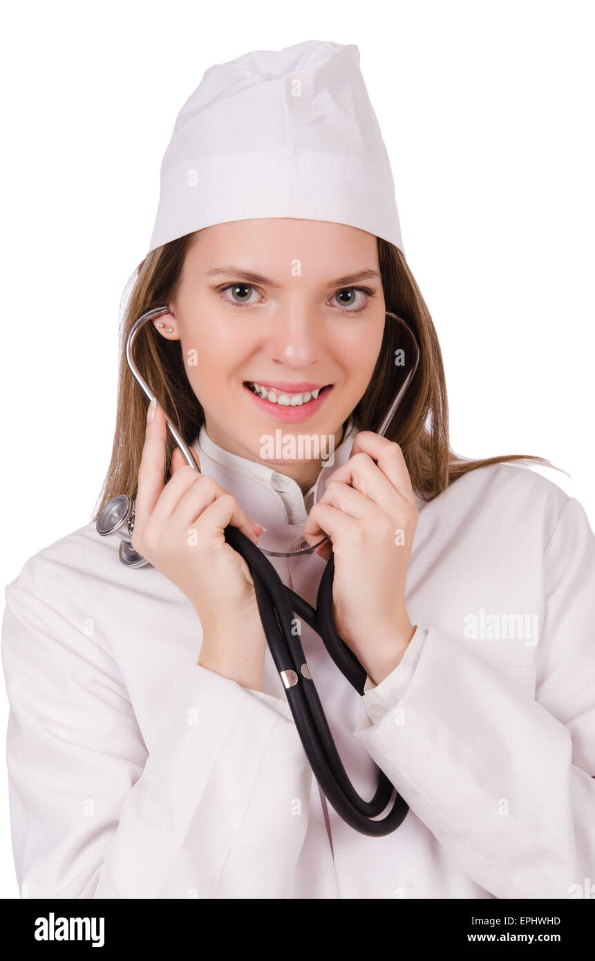 Young woman doctor isolated on white Stock Photo - Alamy
