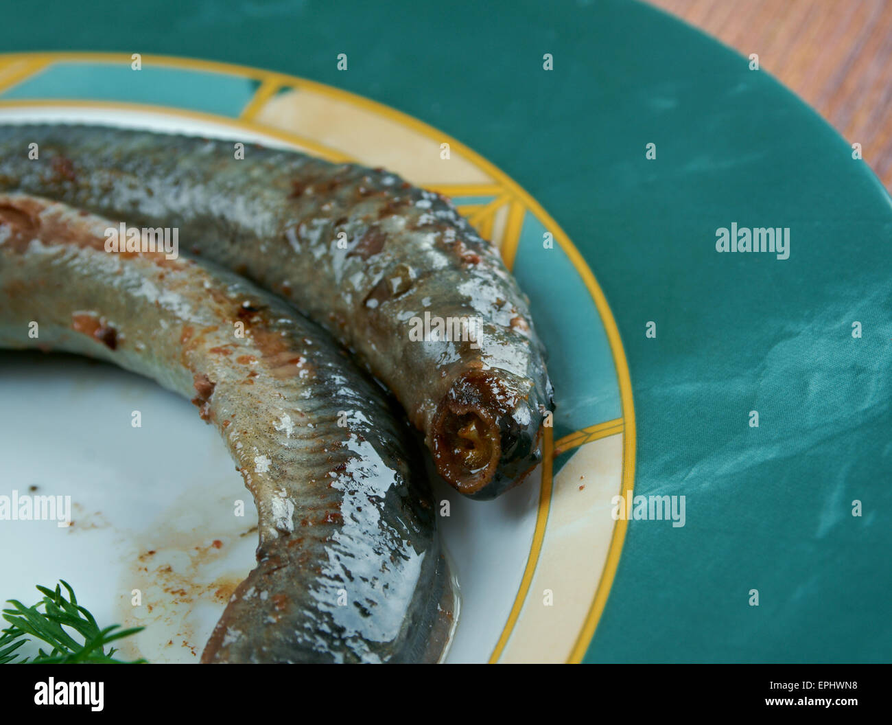 Grilled lamprey Stock Photo