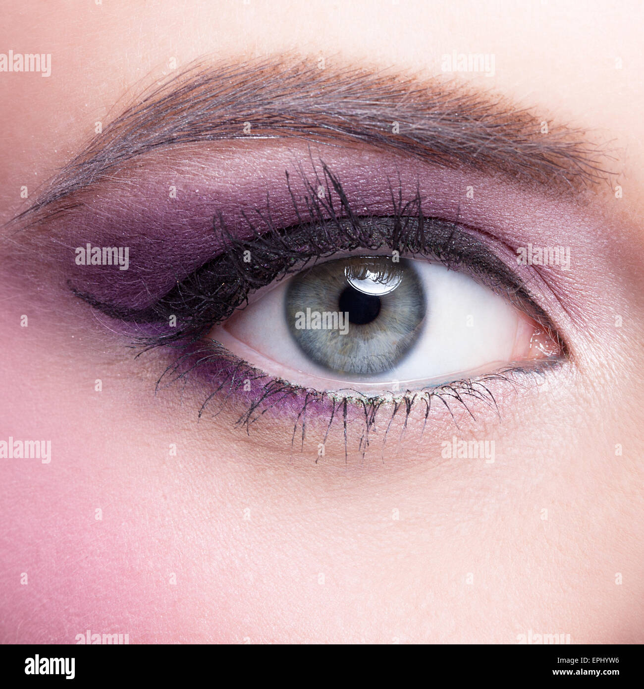 Close-up shot of female eye make-up Stock Photo