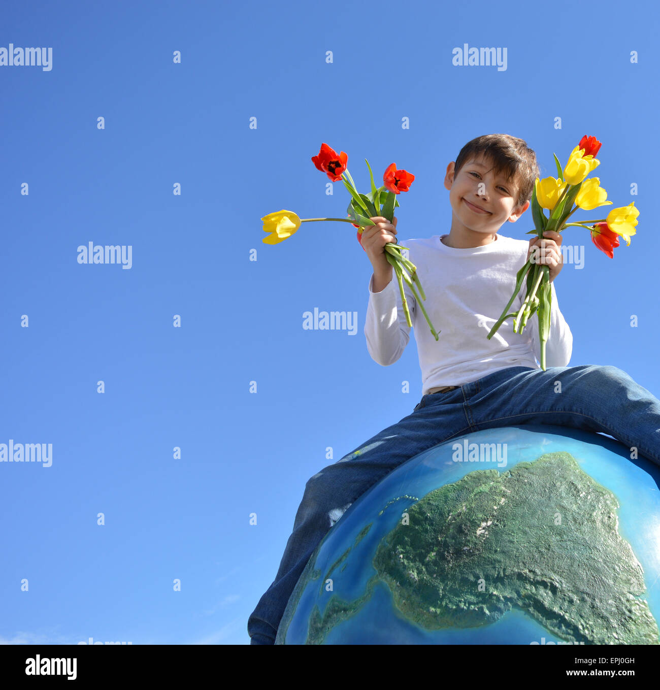 boy with flowers Stock Photo Alamy