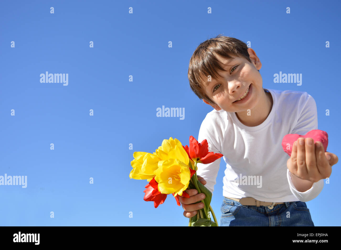 boy with flowers Stock Photo Alamy