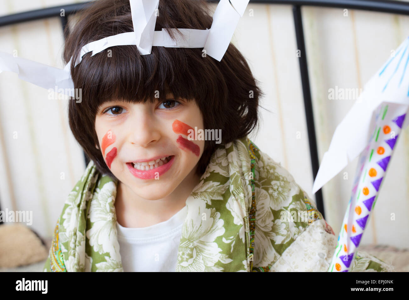 boy in the image of the American Indian Stock Photo