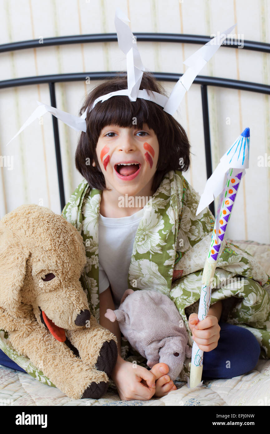 boy in the image of the American Indian Stock Photo