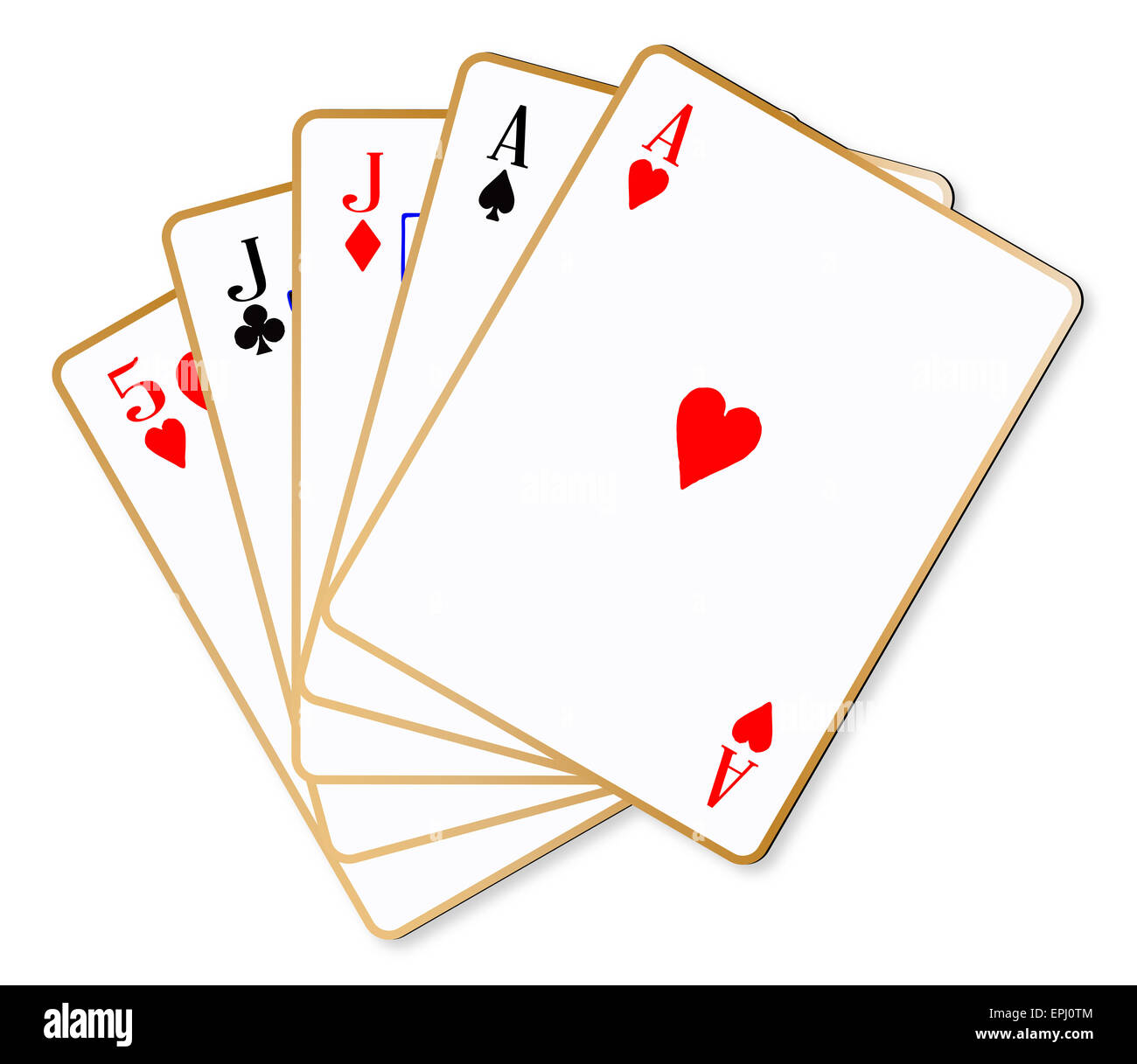 The poker hand two pair over a white background Stock Photo