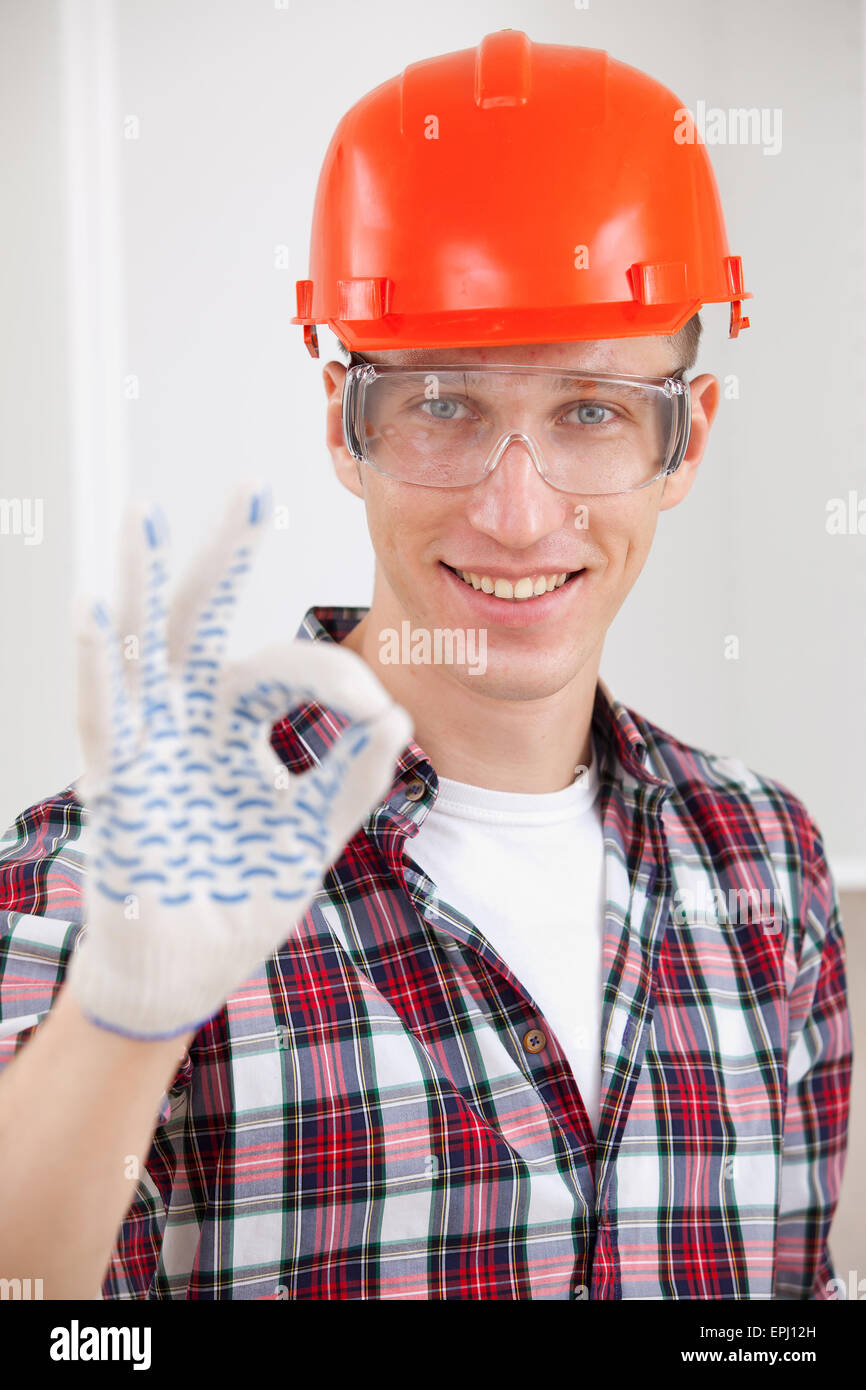 repairman making a perfect gesture Stock Photo