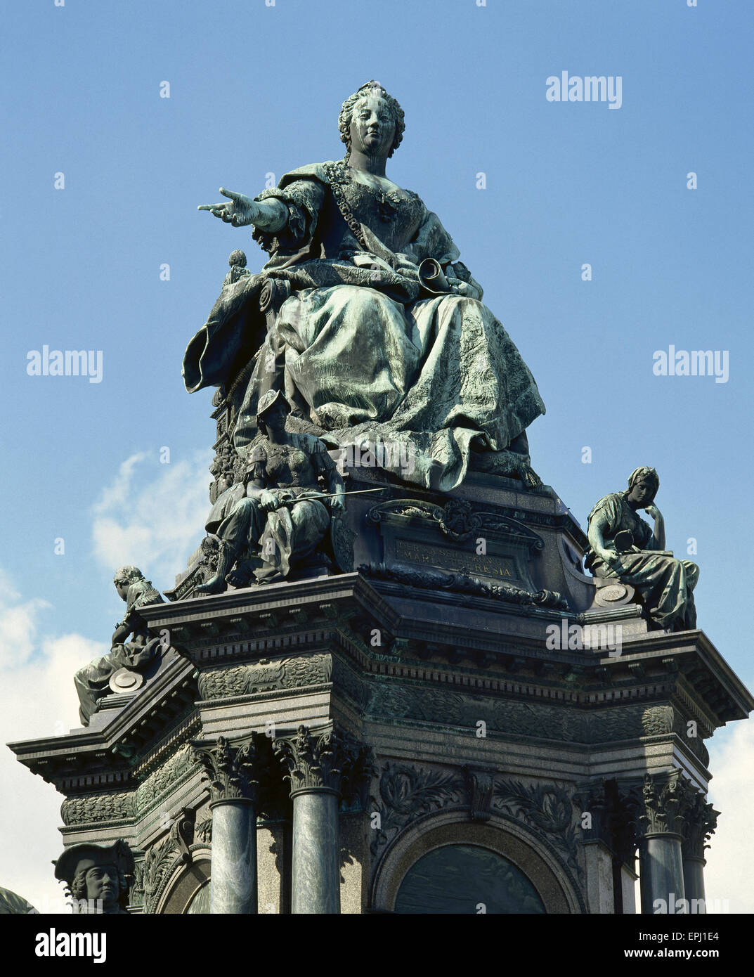 Maria Theresa (1717-1780). Empress of the Holy Roman Empire. Statue of the Maria Theresia monument. By German sculptor Kaspar von Zumbusch, 1888.  Vienna. Austria. Stock Photo