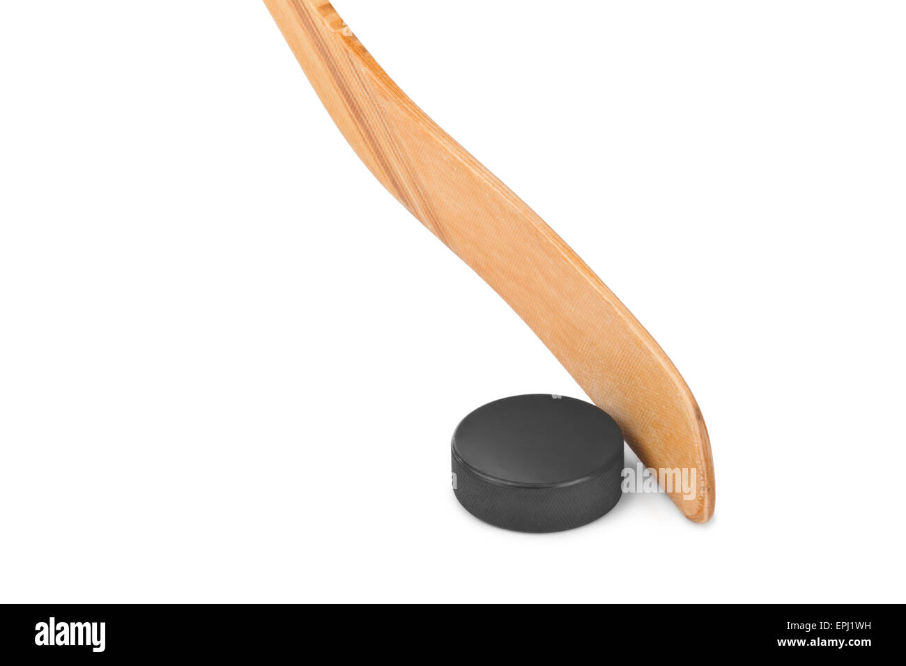 Ice hockey stick and puck Stock Photo Alamy