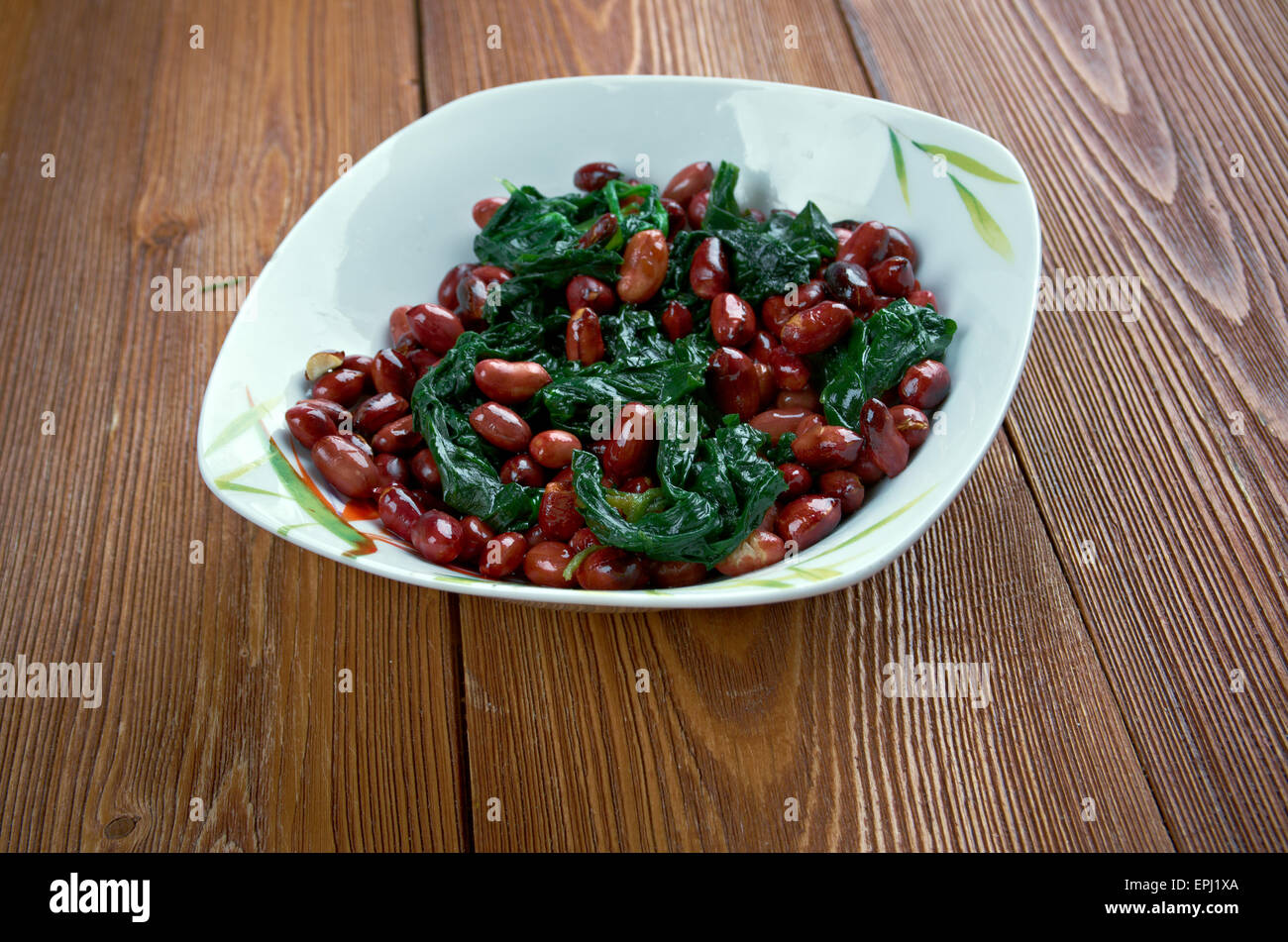 Spinach with Peanuts Stock Photo