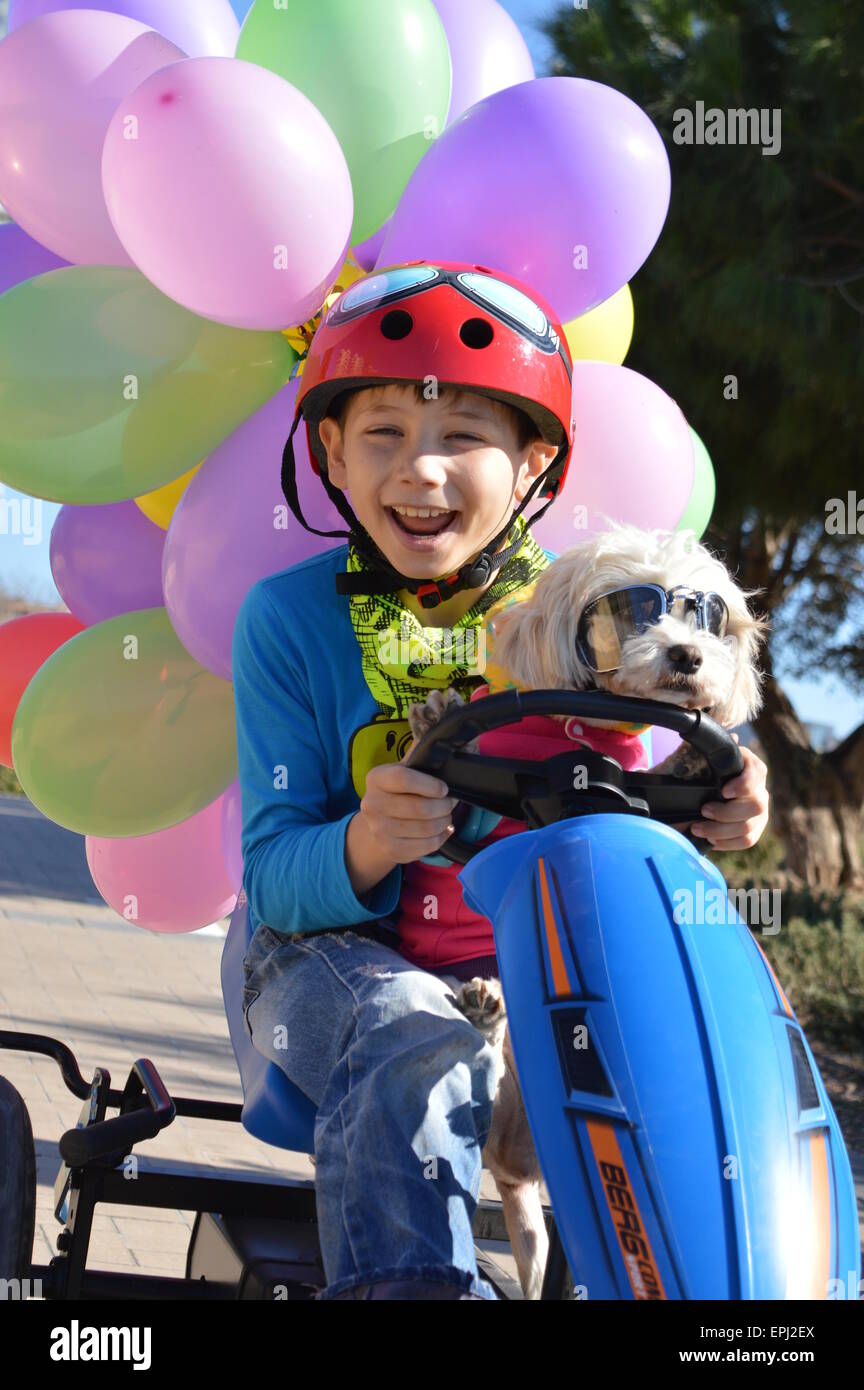 boy with balloons Stock Photo