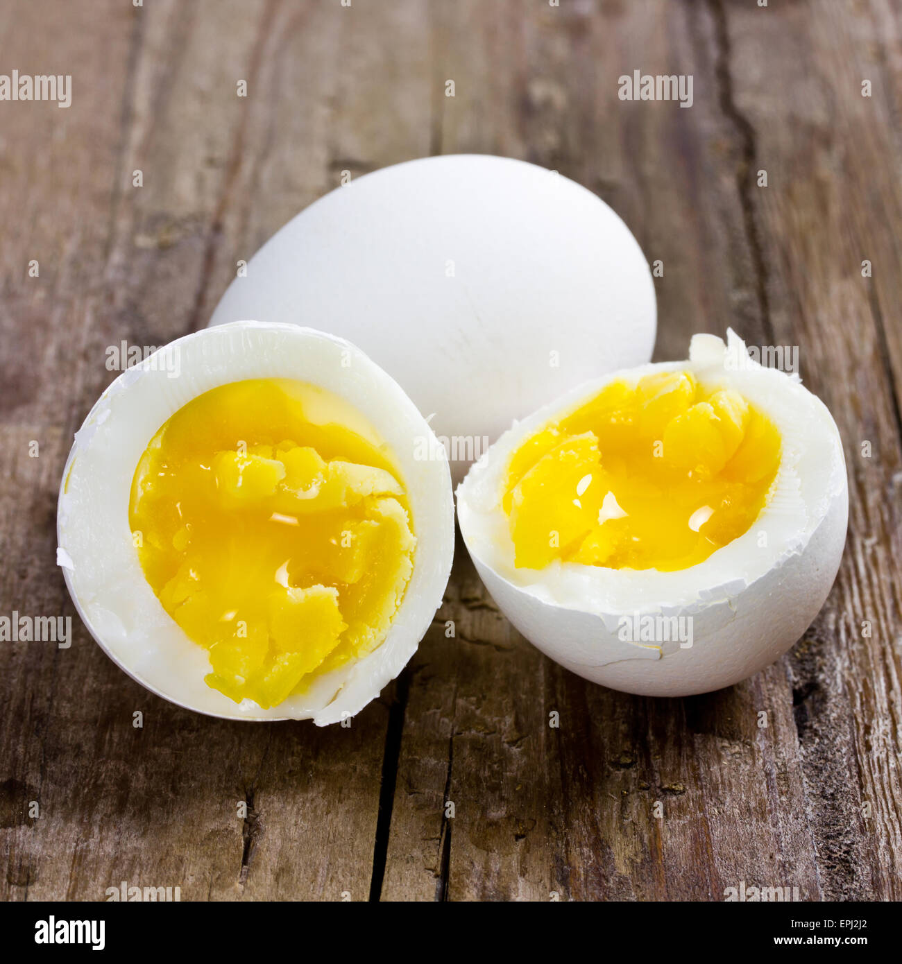 eggs on wooden table Stock Photo