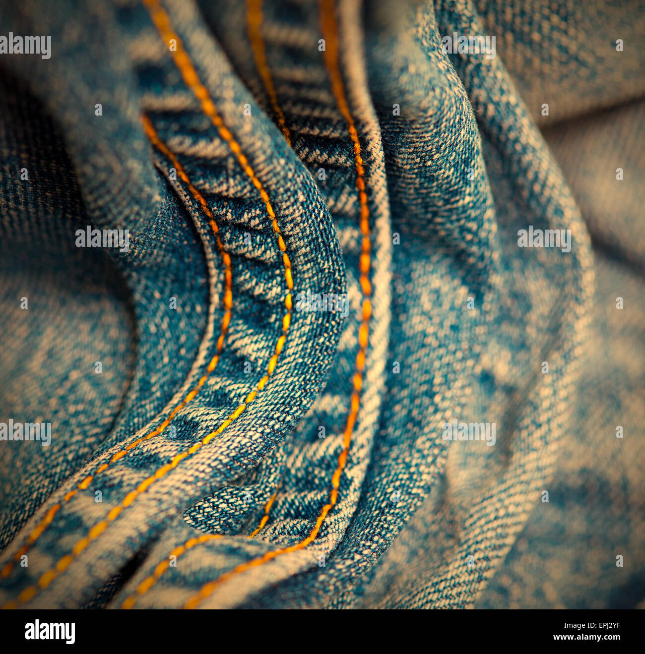 vintage Jeans with yellow stitching thread Stock Photo Alamy