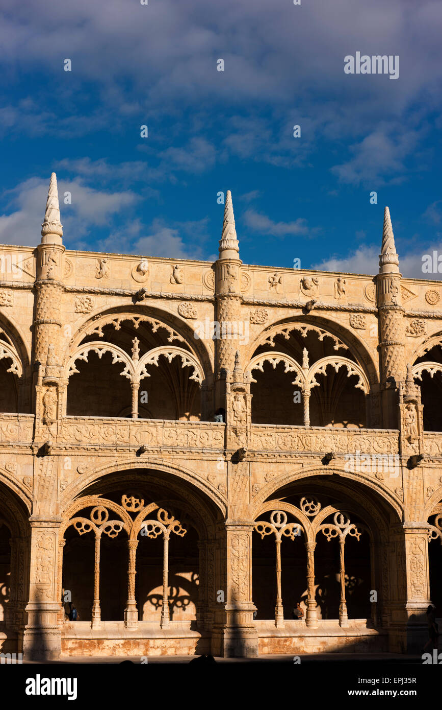 The cloister of the Jeronimos Monastery in Belem. Stock Photo