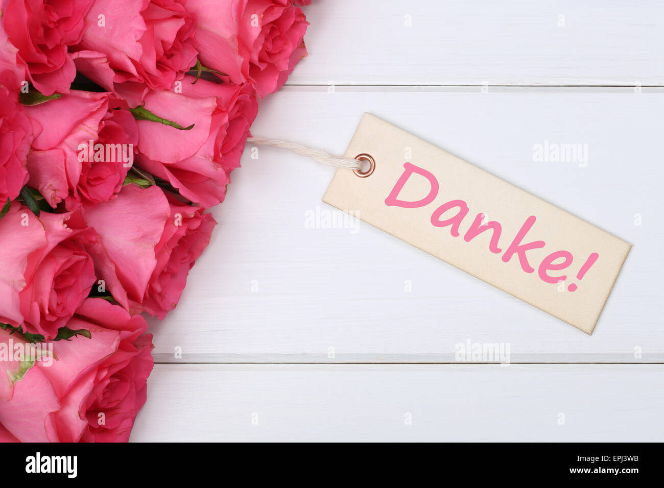 Danke mit Rosen Blumen zum Muttertag oder Valentinstag Stock Photo - Alamy