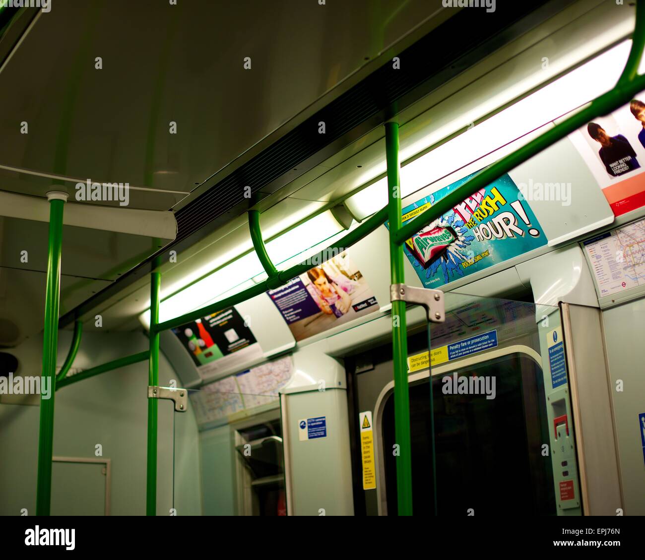 London Underground train Interior Stock Photo
