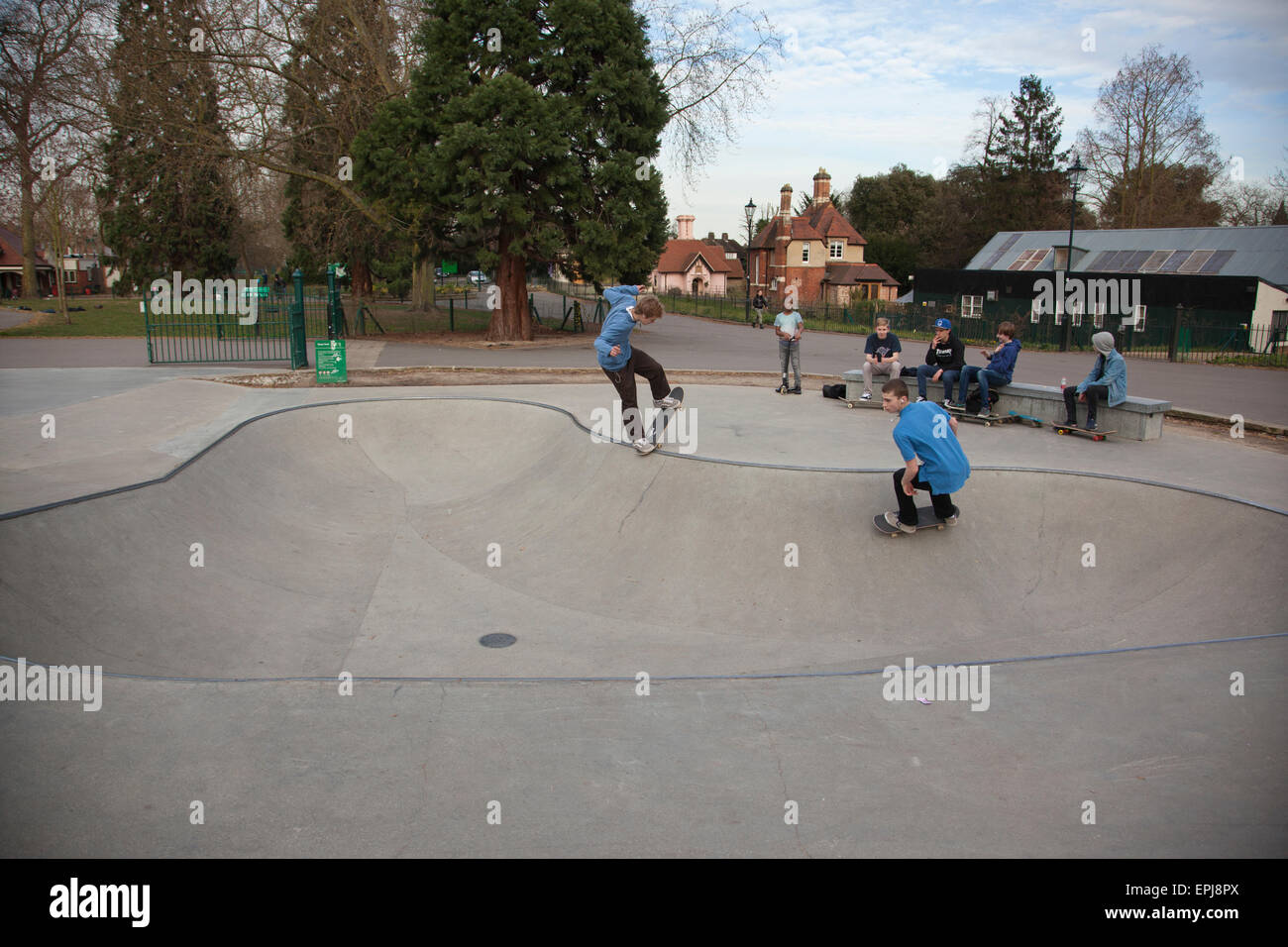 Skate Bowl, Park, Putney, South West London, England, UK Stock