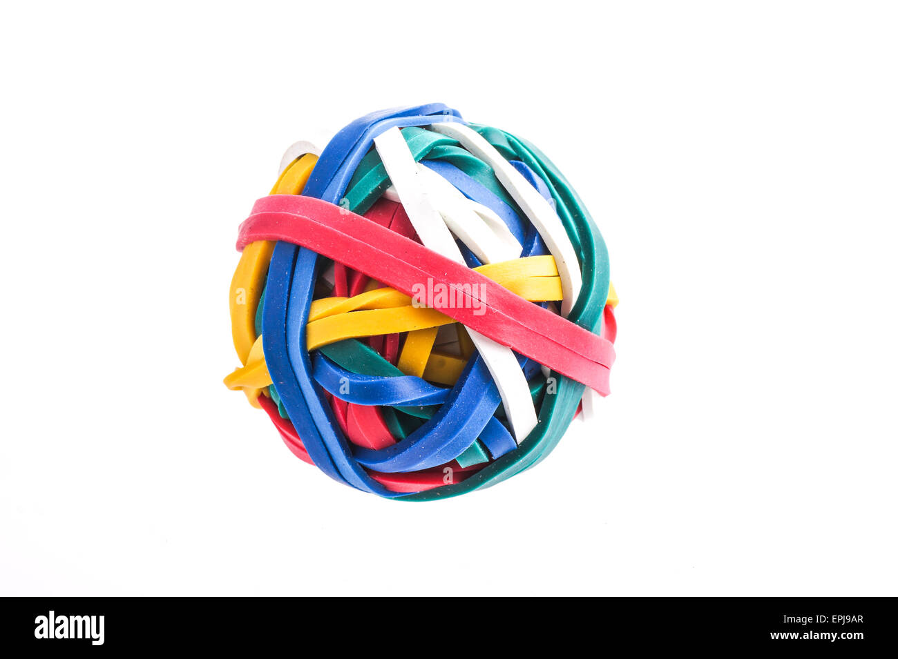 Multi color Rubber band ball isolated on white Stock Photo