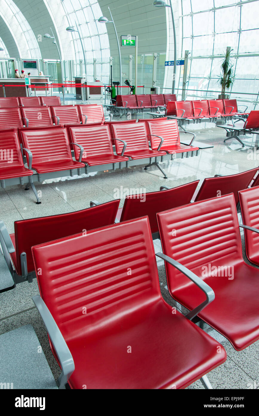 Chairs in the airport lounge area Stock Photo