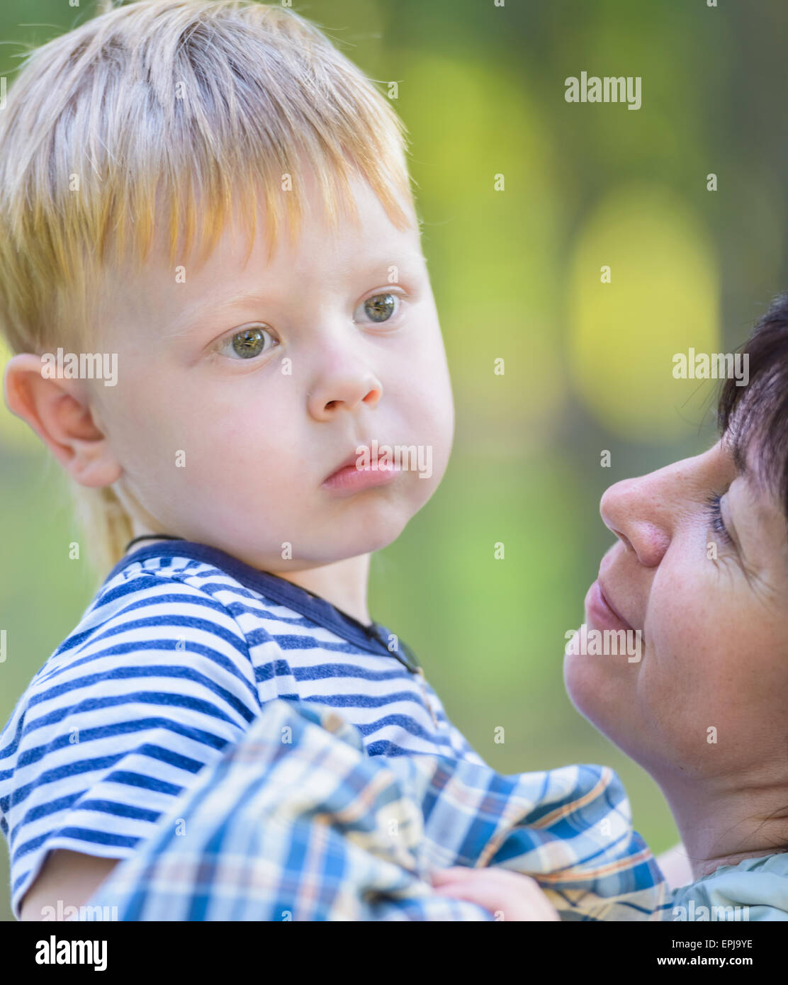 grandmother with her grandson one family Stock Photo