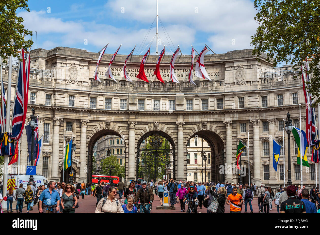 Landscape image of Admiralty Arch, as seen from The Mall, the gateway to Buckingham Palace London, UK, England Stock Photo