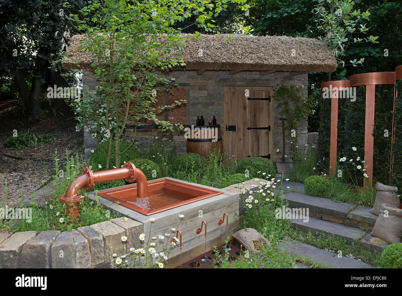 Chelsea, London, UK. 19th May, 2015. Brewers Yard garden by Welcome to Yorkshire at Chelsea Flower Show 2015. Credit:  Keith Larby/Alamy Live News Stock Photo