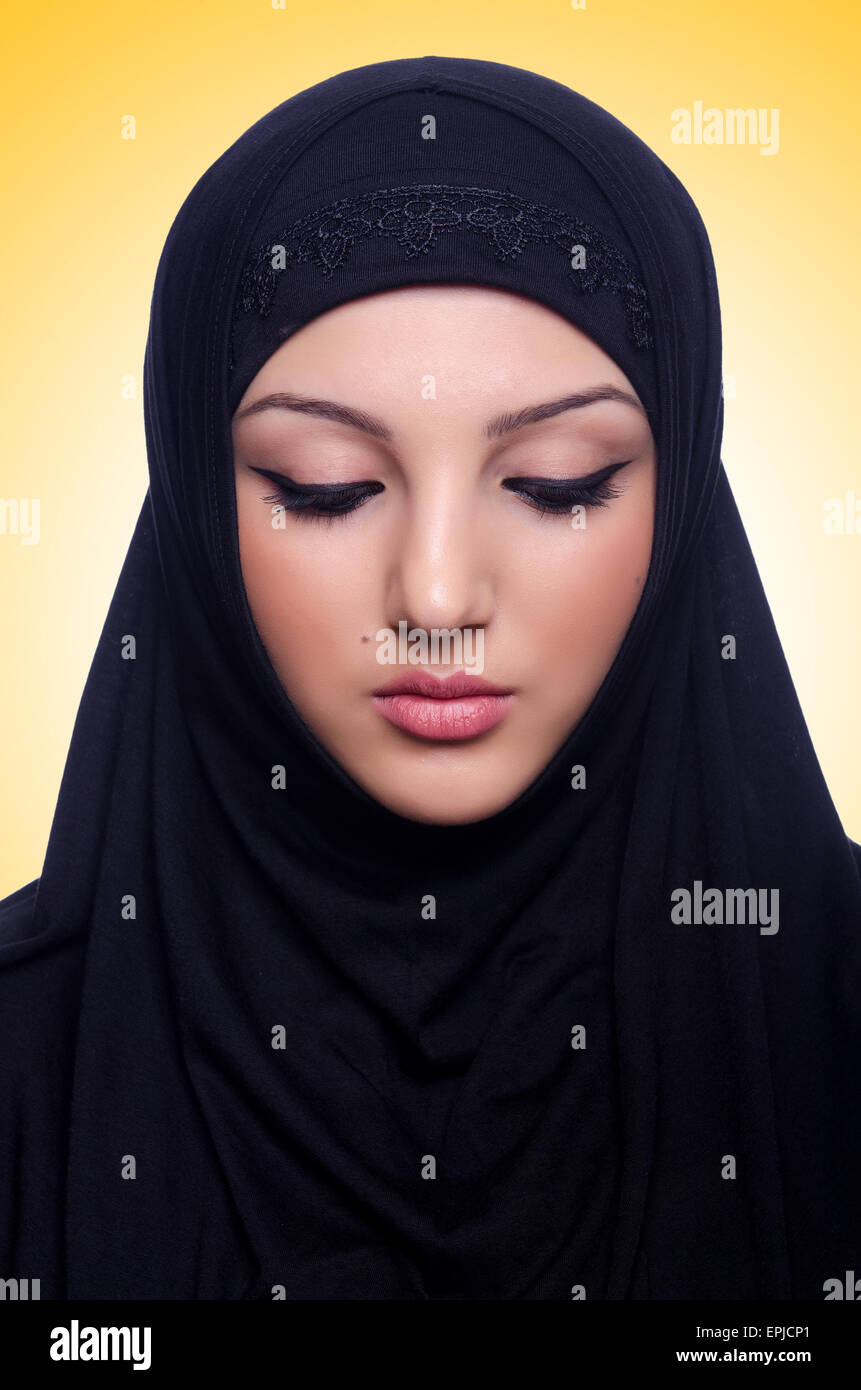 Muslim young woman wearing hijab on white Stock Photo - Alamy
