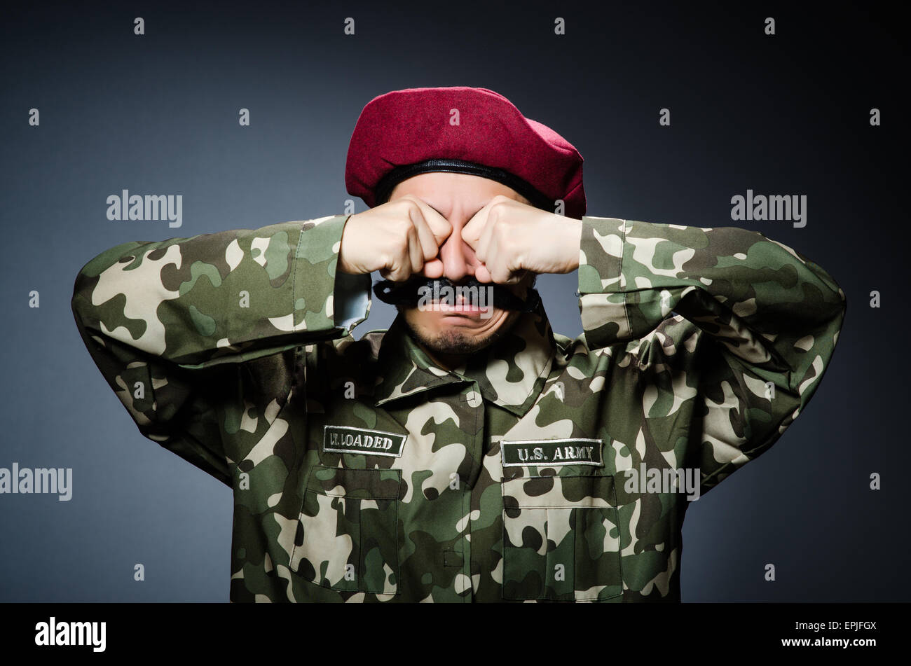 Funny soldier in military concept Stock Photo
