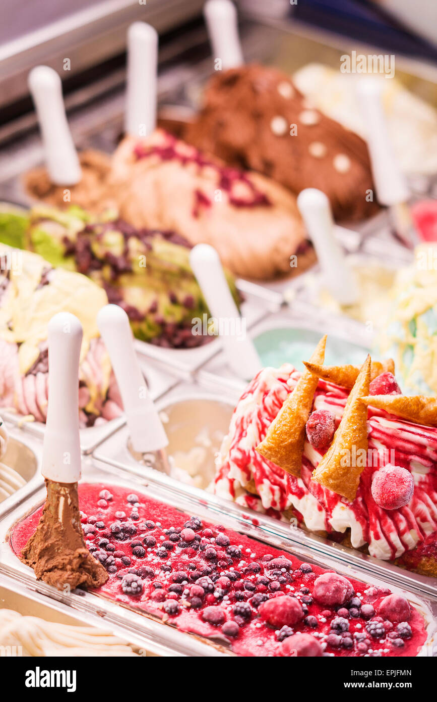 italian gelatto gelato ice cream shop display Stock Photo Alamy