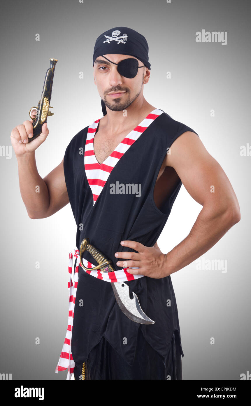One eyed pirate isolated on the white Stock Photo Alamy