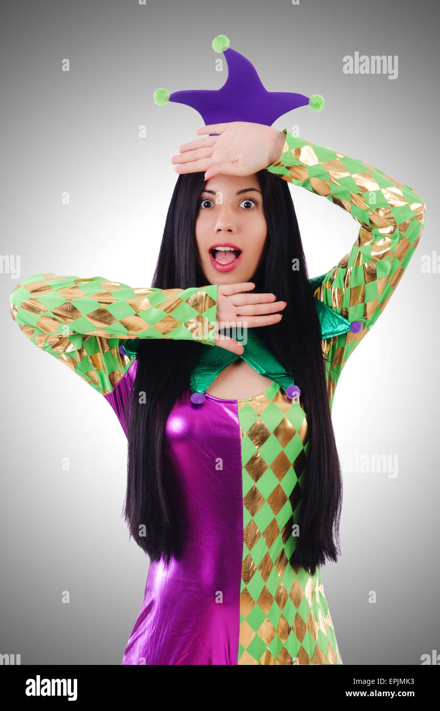 Woman clown isolated on white Stock Photo - Alamy
