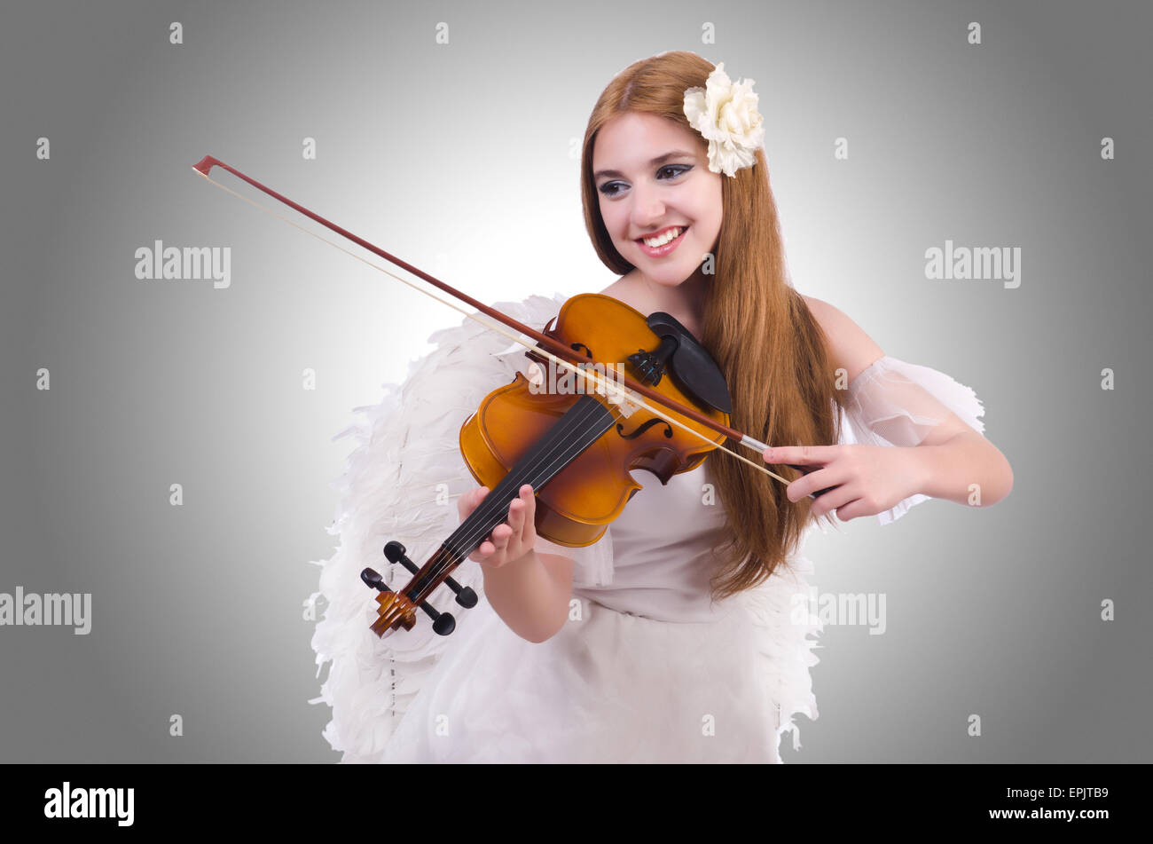 Young violin player isolated on white Stock Photo - Alamy