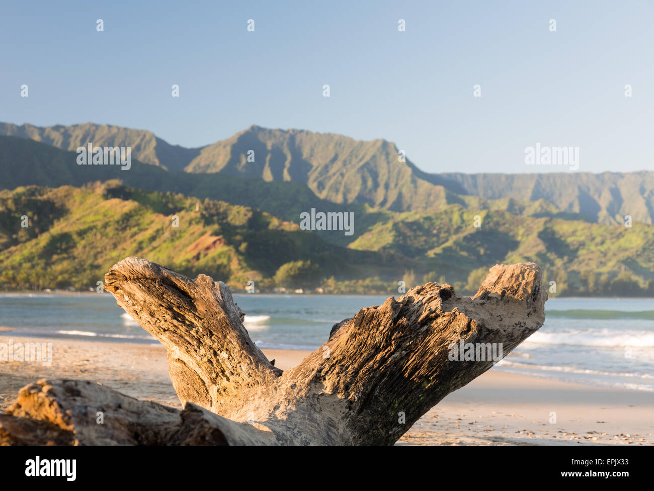 Hanalei Bay on island of Kauai Stock Photo Alamy