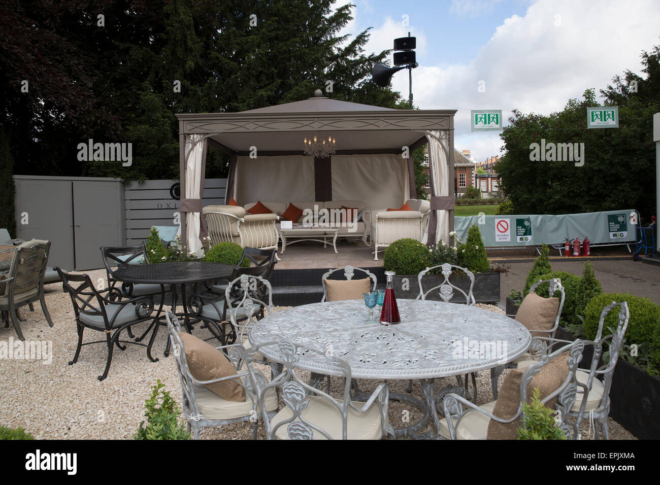 Chelsea, London, UK. 19th May, 2015. Garden furniture for sale at Chelsea Flower Show 2015. Credit:  Keith Larby/Alamy Live News Stock Photo
