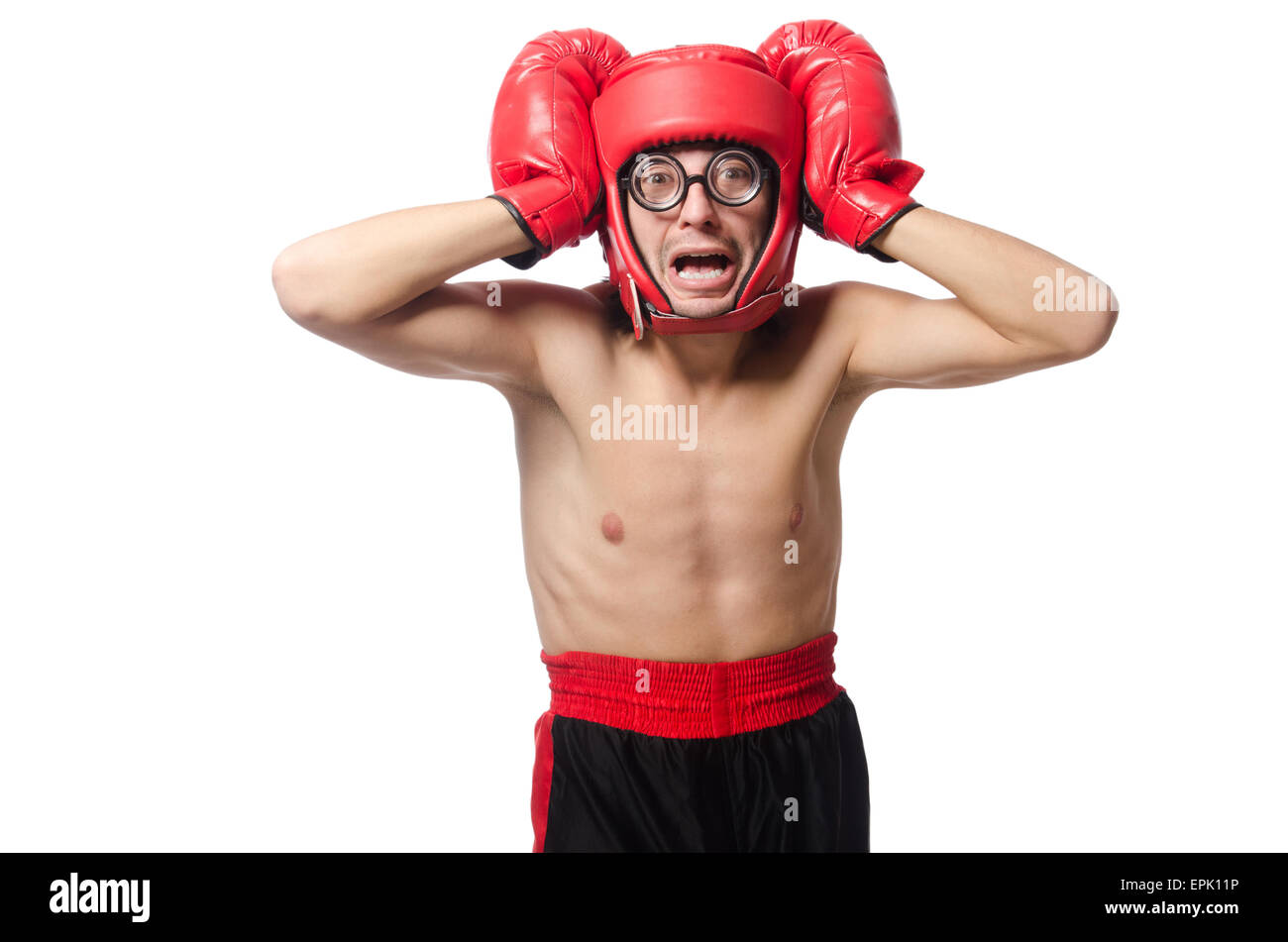 Funny boxer isolated on the white Stock Photo - Alamy
