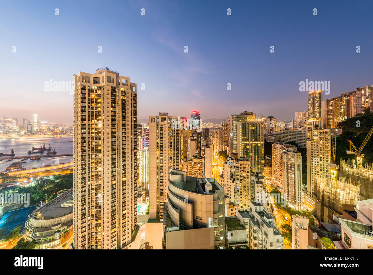 View of Hong Kong during sunset hours Stock Photo - Alamy