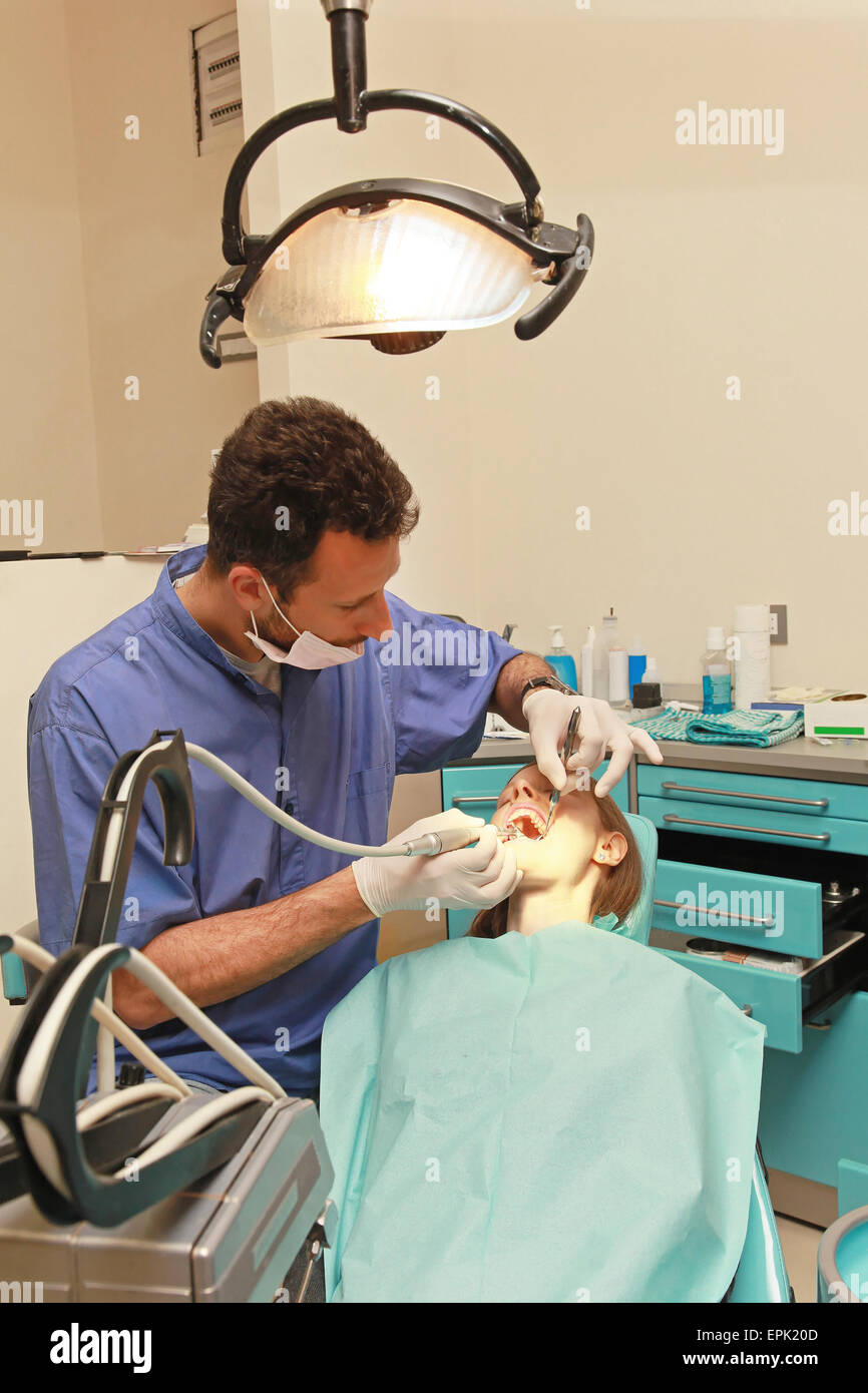 Girl at dentist Stock Photo