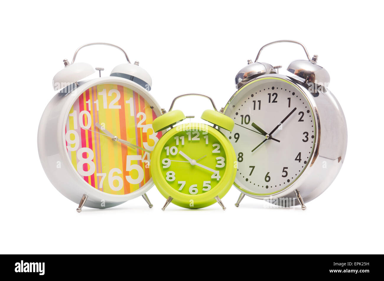 Alarm clock isolated on the white background Stock Photo - Alamy